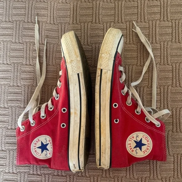 Converse Red High-Top Canvas Sneakers with White Accents - Picture 7 of 13